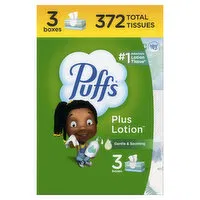 Puffs Plus Plus Lotion Facial Tissue, 3 Each