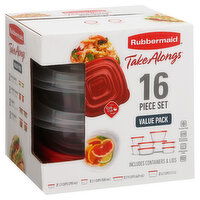 Rubbermaid TakeAlongs Containers & Lids, 16 Piece Set, Value Pack, 1 Each