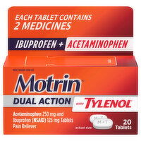 Motrin Ibuprofen + Acetaminophen, Dual Action, Tablets, 20 Each