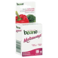 Beano Beano, Meltaways, Single Dose, Strawberry, 15 Each