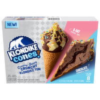 Klondike Cones! Frozen Dairy Dessert Cones, Birthday Cake or Chocolate Crumble Cake, 8 Pack, 8 Each