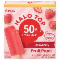 Halo Top Fruit Pops, Strawberry, 50% Less Sugar, 6 Each