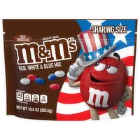 M&M's Chocolate Candies, Red, White & Blue Mix, Milk Chocolate, Sharing Size, 10 Ounce