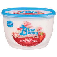 Blue Bunny Frozen Dairy Dessert, Double Strawberry Swirl, Premium, 48 Fluid ounce