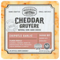 Wood River Creamery Cheese, Cheddar Gruyere, Chipotle Garlic, 8 Ounce