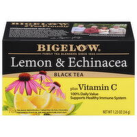 Bigelow Black Tea, Lemon & Echinacea, Plus Vitamin C, Tea Bags, 18 Each