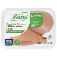 Just Bare Boneless Skinless Chicken Breast Fillets, 18 Ounce