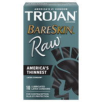 Trojan BareSkin Raw Condoms, Latex, Lubricated, 10 Each