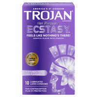 Trojan Her Pleasure Ecstasy Condoms, Latex, Lubricated, 10 Each