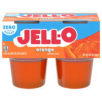 Jell-O Zero Sugar Orange Flavor Gelatin Snack Cups, 4 Each