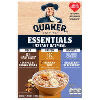 Quaker Essentials Fiber/Protein/Immunity Maple & Brown Sugar/Banana Nut/Blueberry Blackberry Instant Oatmeal, 6 Each