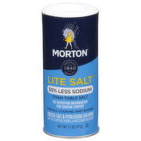 Morton Salt, Lite, 50% Less Sodium, 11 Ounce