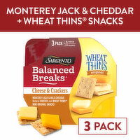 SARGENTO Balanced Breaks® Cheese & Crackers, Monterey Jack & Mild Cheddar Natural Cheeses and WHEAT THINS® Mini Original Snacks Snack Kit, 3-Pack, 5.95 Ounce