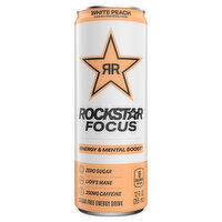 Rockstar Focus Energy Drink, Sugar Free, White Peach, 12 Fluid ounce