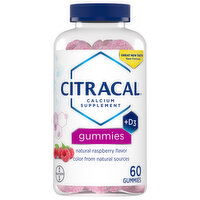 Citracal Gummies +D3 Natural Raspberry Flavor Calcium Supplement, 60 Each
