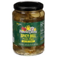 Famous Dave's Pickle Chips, Spicy Dill, Hot, 24 Fluid ounce