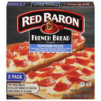 Red Baron Pizzas, French Bread, Pepperoni, Singles, 2 Pack, 2 Each