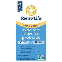 Renew Life Ultimate Flora Probiotic, Extra Care, Digestive, Vegetarian Capsules, 30 Each