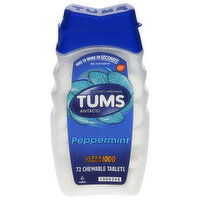 Tums Antacid, Ultra Strength 1000, Chewable Tablets, Peppermint, 72 Each