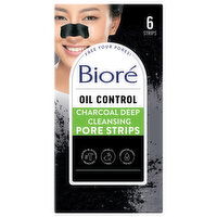 Biore Pore Strips, Deep Cleansing, Charcoal, Oil Control, 6 Each