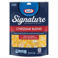 Kraft Signature Cheese, Cheddar Blend, Restaurant Style Melt, 8 Ounce