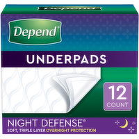 Depend Night Defense Underpads (Formerly Bed Protectors) for Incontinence, Overnight Absorbency, 12 Each