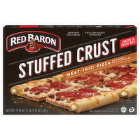 Red Baron Pizza, Pepperoni Ham & Sausage, Stuffed Crust, Meat-Trio, 21.9 Ounce