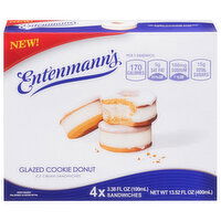 Entenmann's Ice Cream Sandwiches, Glazed Cookie Donut, 4 Each