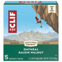 Clif Bar Energy Bars, Oatmeal Raisin Walnut, 5 Each