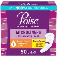 Poise Long Lightest Size 1 Microliners, 50 Each