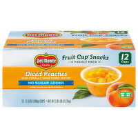 Del Monte Fruit Cup Snacks No Sugar Added Diced Peaches Family Pack, 12 Each