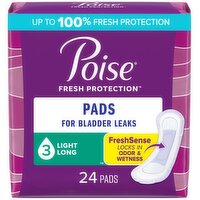 Poise Fresh Protection Pads, Light Long, 24 Each