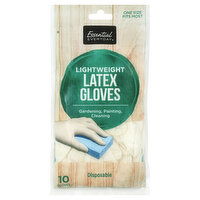 Essential Everyday Latex Gloves, Disposable, Lightweight, One Size Fits Most, 10 Each