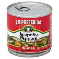 La Preferida Jalapeno Peppers, Whole, Marinated, Hot, 11 Ounce