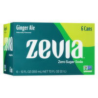 Zevia Soda, Zero Sugar, Ginger Ale, 6 Cans, 6 Each