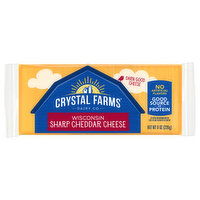 Crystal Farms Cheese, Sharp Cheddar, Wisconsin, 8 Ounce