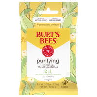 Burt's Bees Facial Towelettes, Purifying, White Tea, 2 in 1, 10 Each