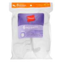 Hanes Socks, Cushioned, No Show, Shoe Size 8-12, 6 Each