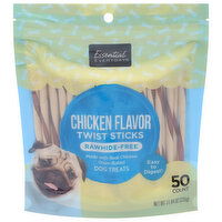 Essential Everyday Dog Treats, Rawhide-Free, Chicken Flavor, Twist Sticks, 50 Each