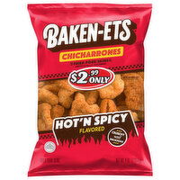 Baken-Ets Chicharrones Fried Hot 'N Spicy Flavored Pork Skins, 4 Ounce