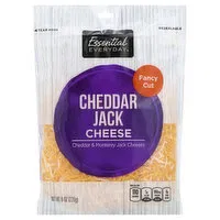 Essential Everyday Cheese, Cheddar Jack, Fancy Cut, 8 Ounce