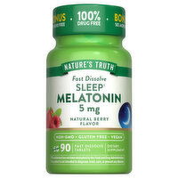 Nature's Truth Melatonin, Fast Dissolve Sleep, 5 mg, Tablets, Natural Berry Flavor, 90 Each