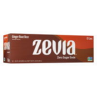 Zevia Soda, Zero Calorie, Ginger Root Beer, 12 Each