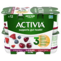 Activia Yogurt, Black Cherry/Mixed Berry, Low Fat, 12 Each