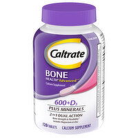 Caltrate 600 + D3, Plus Minerals, Bone, Dual Action, 2 in 1, Tablets, 120 Each