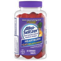 Alka-Seltzer Heartburn + Gas Reliefchews, Tropical Punch, Chewable Tablets, 60 Each