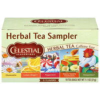 Celestial Seasonings Herbal Tea Sampler, 5 Flavors, Caffeine Free, Tea Bags, 18 Each