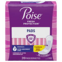 Poise Fresh Protection Pads, Ultra Absorbent, Long, 39 Each