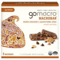GoMacro Double Chocolate + Peanut Butter Chips MacroBars, 4 Each