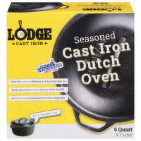 Lodge Cast Iron Dutch Oven, Seasoned, 5 Quart, 1 Each